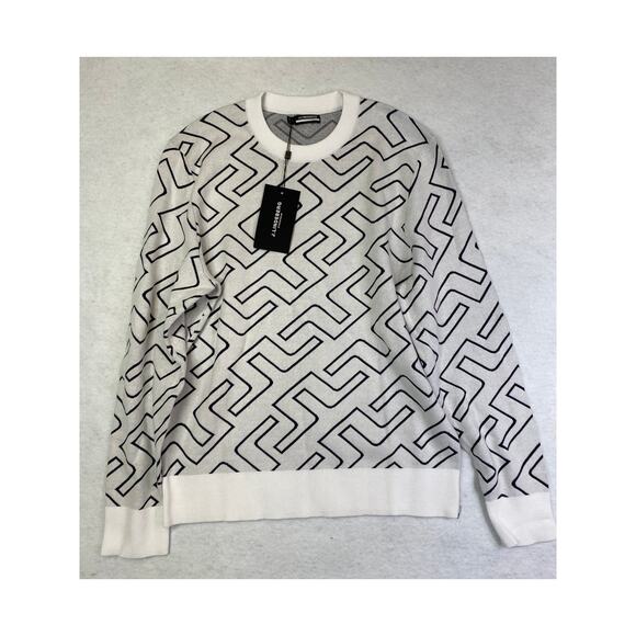 NWT J.Lindeberg Bridge Swirl Monogram Golf Sweater, Large, Navy White, 195$ - Picture 2 of 8